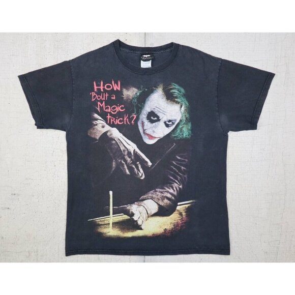 Vintage The Dark Knight Joker How Bout A Magic Trick? T Shirt Size Medium - Picture 2 of 8